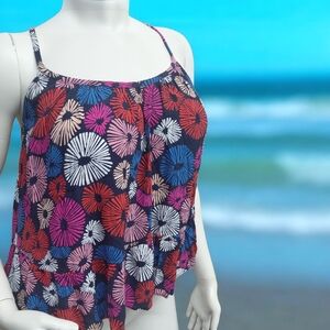LOFT Pink and Blue Floral Top